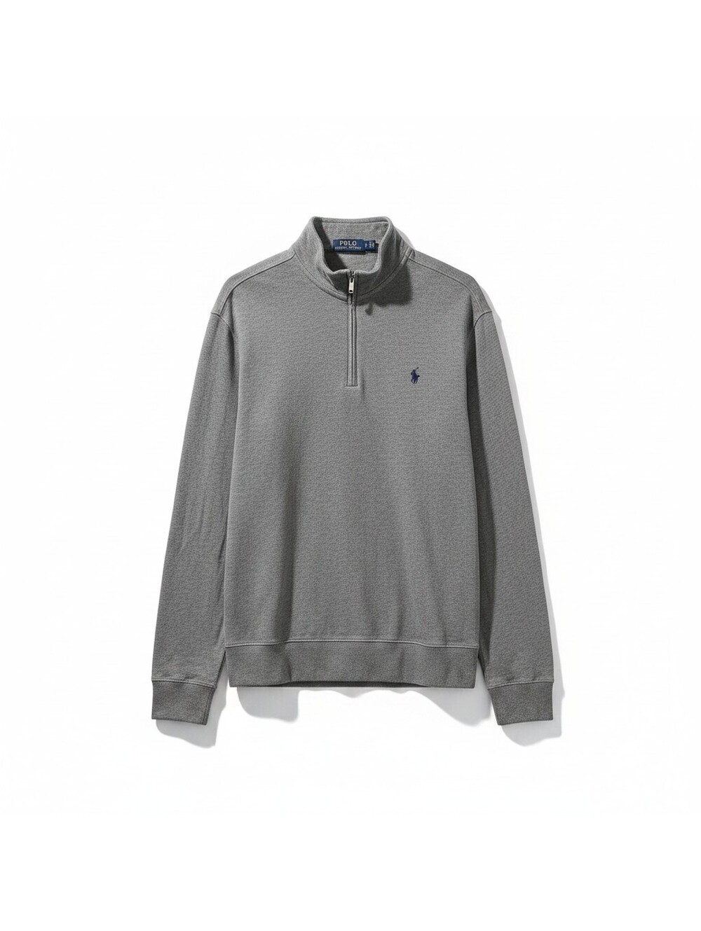 Polo Ralph Lauren Mens Large Gray 1/4 Zip Pullover Pony Logo Lightweight Cotton